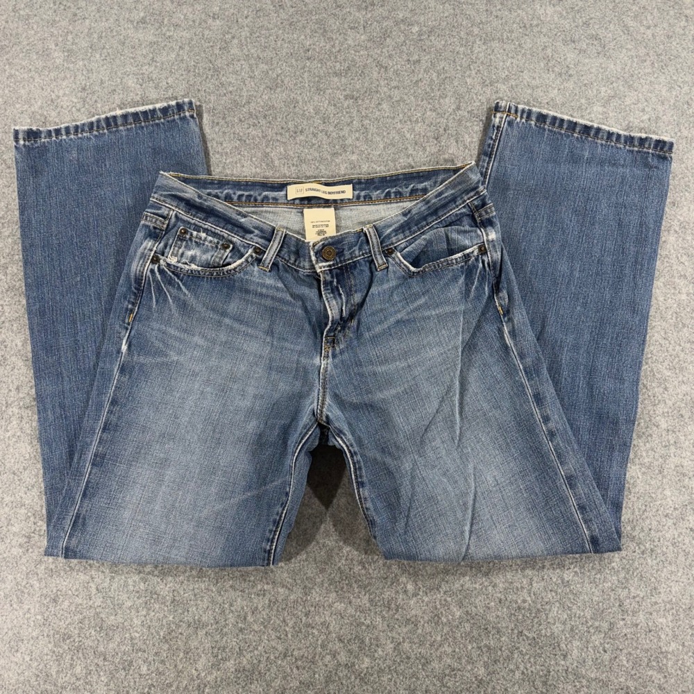 Gap Straight Leg Boyfriend Jeans Womens 8A Medium Wash Blue Denim 100% Cotton